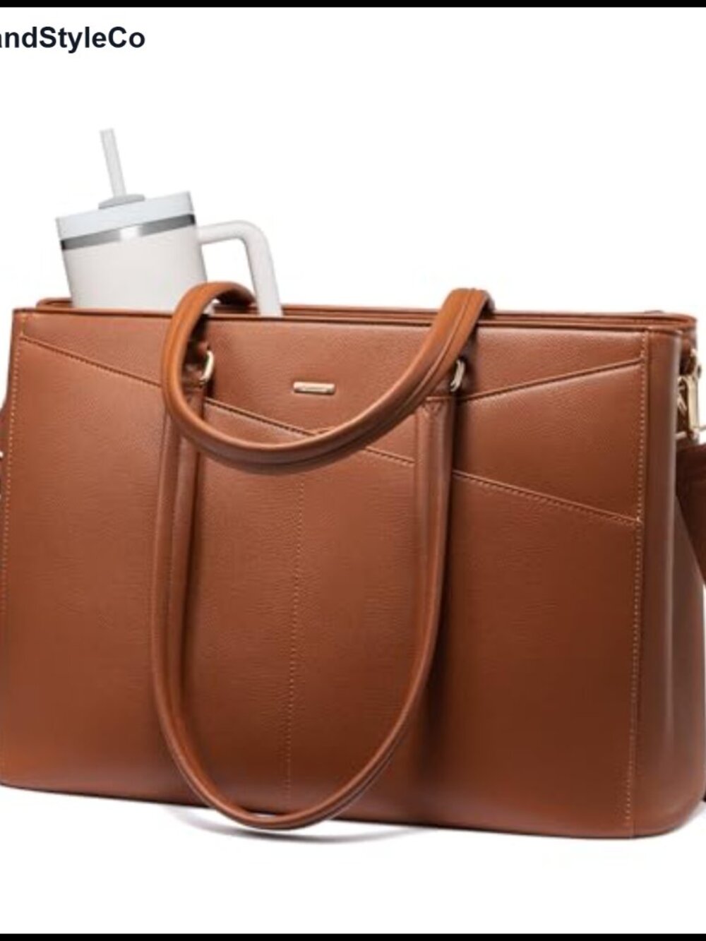 PU Leather Laptop Tote Bag 15.6 Inch Work Business Teacher Bag